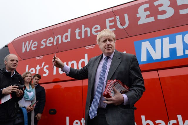 <p>Boris Johnson led the official Vote Leave campaign bus in the Brexit referendum (Stefan Rousseau/PA)</p>