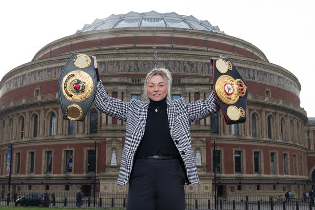 <p>Lauren Price at the Royal Albert Hall, where she will box Natasha Jonas</p>