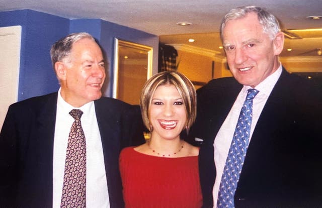 <p>Holly Queiroz with former surgeons Lewis Spitz and Edward Kiely</p>