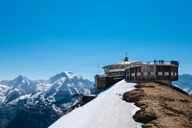 <p>The Schilthorn in the Bernese Alps, Switzerland was the filming location for the 1969 Bond movie On Her Majesty's Secret Service</p>