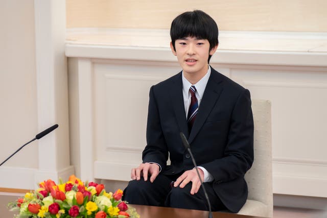 <p>In this photo provided by the Imperial Household Agency of Japan, Japan’s Prince Hisahito speaks at his first press conference, 3 March 2025, in Tokyo</p>