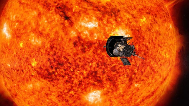 <p>Artistic rendition of Parker solar probe nearing Sun</p>