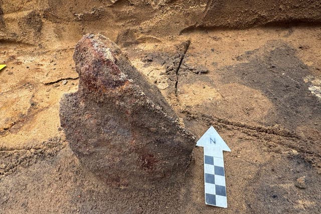 <p>Roman helmet was found at an archaeological site in Denmark</p>