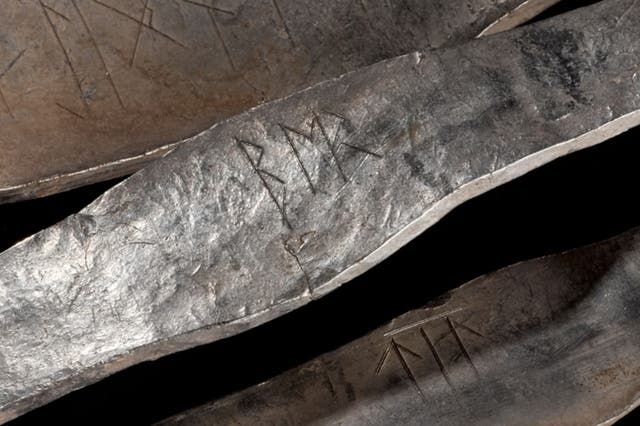 <p>Runic inscription on arm ring from Galloway Hoard</p>