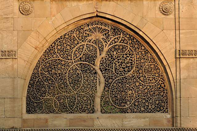 <p>Sidi Saiyyed Mosque, built in 1573, in Ahmedabad</p>